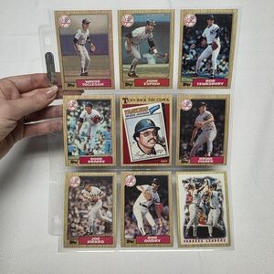 Topps Baseball Card Collection with Red and Blue Accents